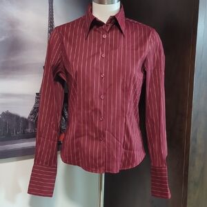 Dalia Burgundy Pinstripe Blouse